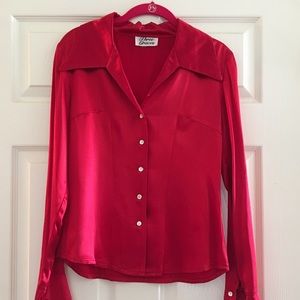 Red satin blouse